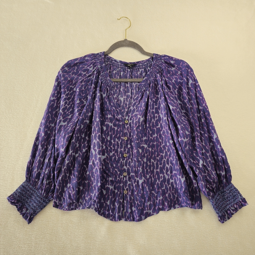 Rails Mariah static Leopard Purple Animal Print Women's Top XS